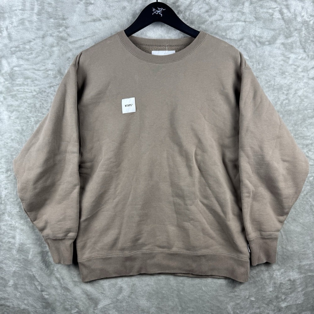 WTAPS Home Base Crewneck Sweatshirt Beige Size 2 Cotton Japan Luxury Streetwear